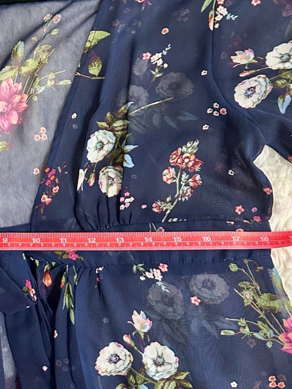 Moa Moa Floral Sheer Kimono Cover Up Boho Festival Navy Large - Picture 8 of 14